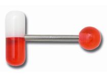 Barbell Stahl Kugel Acryl 6 mm und Pille farbig 5 x 14 mm |  ITC