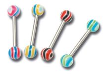 Barbell Stahl 1,6 x 16 mm Kugeln 6 mm Acryl Wellen Farbig  iTC