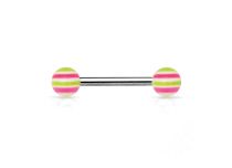 Barbell Stahl 1,6 x 16 mm Kugeln 6 mm Acryl Wellen Farbig  iTC