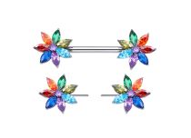 Bijou de téton titane 1.6x16 fleur multicolore | iTC