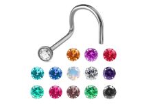 Stud Nase Stahl 1 mm mit Kugel - Kristall bunt |  ITC