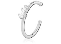 Falscher Nasenschmuck Ring Stahl offen 3 Strass |  ITC