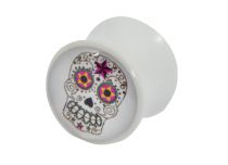 Plug Acrylic Shouldered Mexican Skull Pattern |  ITC