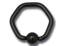 Stahlring Schwarz Hexagon mit Kugel 4 mm |  ITC