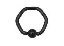 Stahlring Schwarz Hexagon mit Kugel 4 mm |  ITC