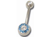 Banane Stahl Multi Kristall Blau und Weiß mit Kugeln 5 / 8 mm |  ITC