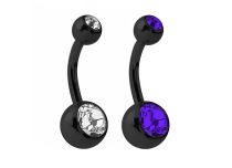 Banana Black Steel Double Crystal Colored Balls 5 / 8 mm |  ITC