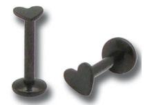 Labret Interne Stahl Motiv Herz Schwarz |  ITC