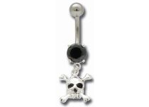 Banane Stahl Fantasy Kristall Schwarz und Totenkopf-Anhänger |  ITC