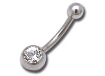 Banane Bauchnabel Titanium Metall Kristall Weiß |  ITC