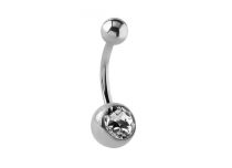 Banane Bauchnabel Titanium Metall Kristall Weiß |  ITC