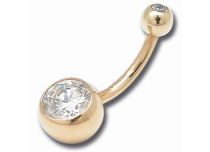 Banane Bauchnabel Gold Kugeln 4 / 8 mm Doppel Zirkonium Weiß |  ITC