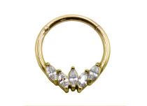 Ring Stahl PVD Gold Scharnier 5 Strass |  ITC