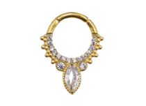 Scharnierring Stahl Gold Tropfen Strass weiß Multi Strass |  ITC