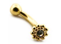 Micro Banane Stahl PVD Gold Tribal Muster Rund mit Strass |  ITC
