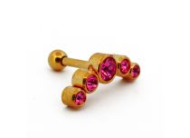 Barbell Stahl PVD Gold Spezial Tragus Strass Kugel Rose |  ITC