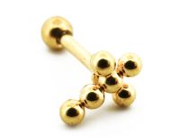 Labret Stahl PVD Gold Kreuz 6 Kugeln |  ITC