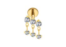labret titane gold cascade strass blanc