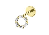 Labret Titane pvd gold ASTM F136 interne 1,2x8 circulaire strass blanc | iTC