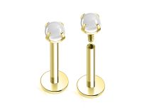 Labret Titane ASTM F136 interne 1.2x8 opale pierre transparente blanche | iTC