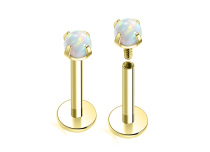 Labret titane ASTM F136 interne opale blanche nacr&eacute;e ITC Piercing