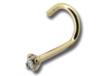 Nasenstecker Stahl vergoldet Feingold 0,8 mm Kristall gemustert Weiß |  ITC