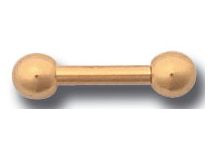 Barbell Stahl vergoldet Feingold mit Kugeln 3 mm |  ITC