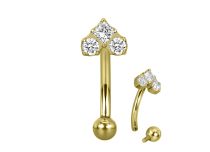Micro Banane 1.2 x 6 mm Stahl PVD Gold Motiv Trinity Ball |  ITC