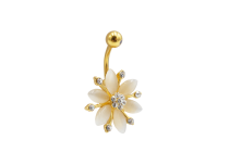 Banane Stahl vergoldet 1.6x10 Blume und weißer Strass.