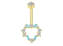 Banane Stahl PVD GOLD 1.6x10 Kugelmotiv dreifach Strass