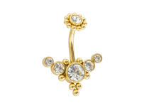 Banane Stahl PVD GOLD 1.6x10 Arabeskenmuster Strass