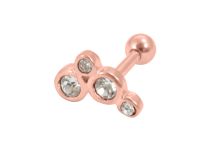 Barbell Stahl Vergoldet Rose Motiv 4 Strass |  ITC