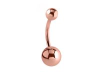 Bauchnabel Banane Stahl vergoldet Rose mit Kugeln 5 / 8 mm |  ITC