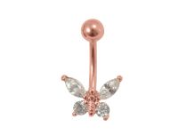 Bauchnabel Banane Stahl Vergoldet Rosa Schmetterlingsmuster |  ITC