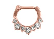 Septumring Stahl Rose vergoldet mit Strassscharnier |  ITC