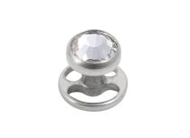 Dermales Implantat Titan abschraubbar 1,2x Scheibe 3mm Strass weiss.