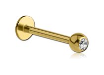 Labret Titanium PVD Gold Steril Strass Weiß mit Kugel 3 mm |  ITC
