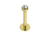 Labret Titanium PVD Gold Steril Strass Weiß mit Kugel 3 mm |  ITC