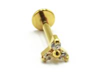 Labret Titanium PVD Gold Interne Steril Strassmuster Trinity |  ITC