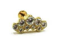 Labret Titanium PVD Gold Interne Steril Motiv Flamme Strass |  ITC