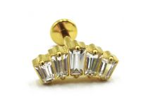 Labret Titanium PVD Gold Interne Steril Motiv Strass Krone |  ITC