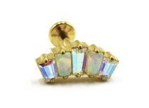 Labret Titanium PVD Gold Interne Steril Motiv Strass Krone Irisblau |  ITC
