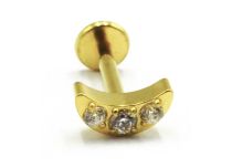 Labret Titanium PVD Gold Interne Steril Mondmotiv mit Strass |  ITC
