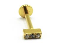 Labret Titanium PVD Gold Interne Steril Motiv Bar 3 Strass |  ITC