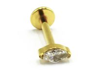 Labret Titanium PVD Gold Intern Steril Oval mit Strass weiß |  ITC