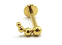 Labret Titanium PVD Gold Interne Steril Motiv 4 Kugeln Gebogen |  ITC