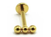 Labret Titanium PVD Gold Interne Steril Motiv 3 Gerade Kugeln |  ITC