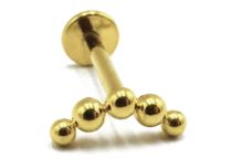 Labret Titanium PVD Gold Intern Steril Motiv 5 Kugeln Gebogen |  ITC