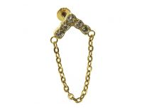 Labret Titanium PVD Gold Interne Steril Chevron Motiv mit Chainette |  ITC