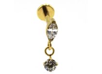 Labret Titanium PVD Gold Interne Steril Motiv Runder Strass-Anhänger Weiß |  ITC